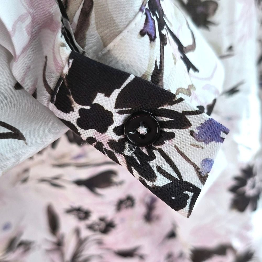 Nwt Franne Golde Alora Blouse Womens Xxl Floral Button Down Shirt Pink Black — image 6 of 8